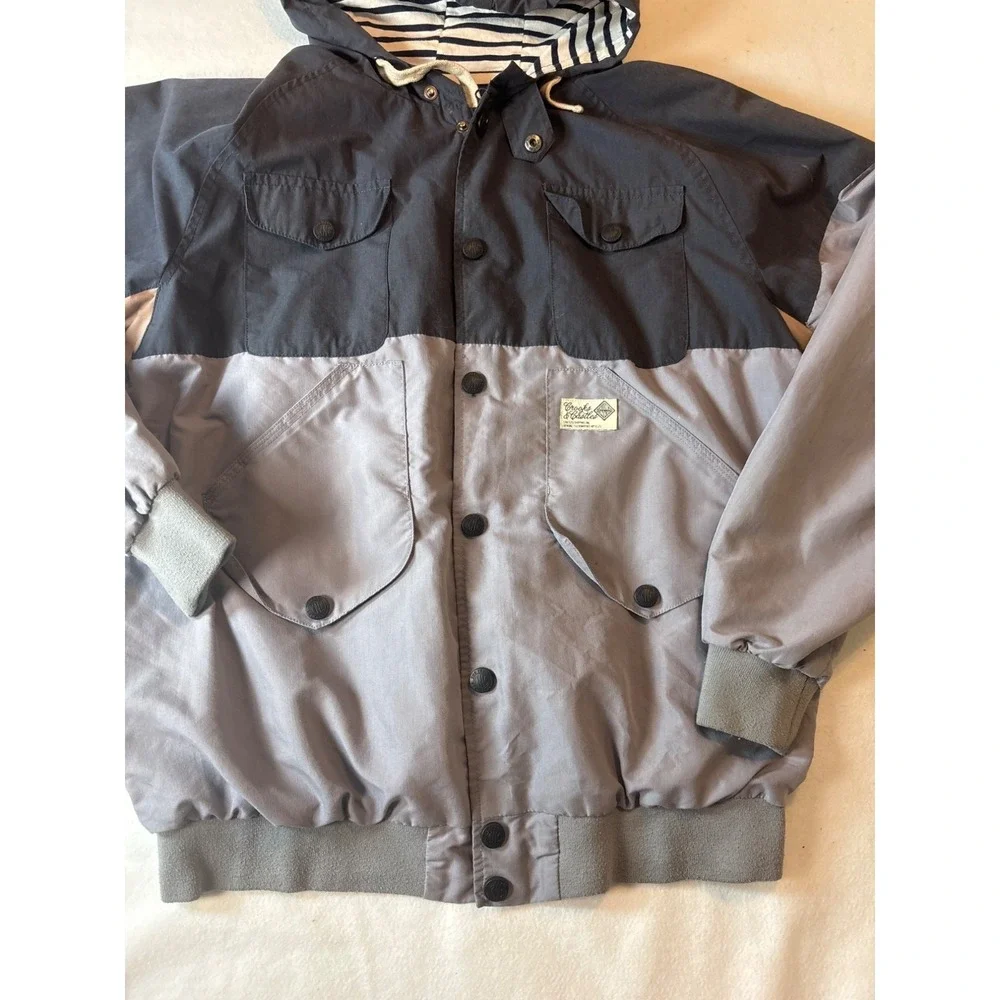 Crooks & Castles Jacket Mens XL Grey Black Colorblock Hooded Windbreaker Good